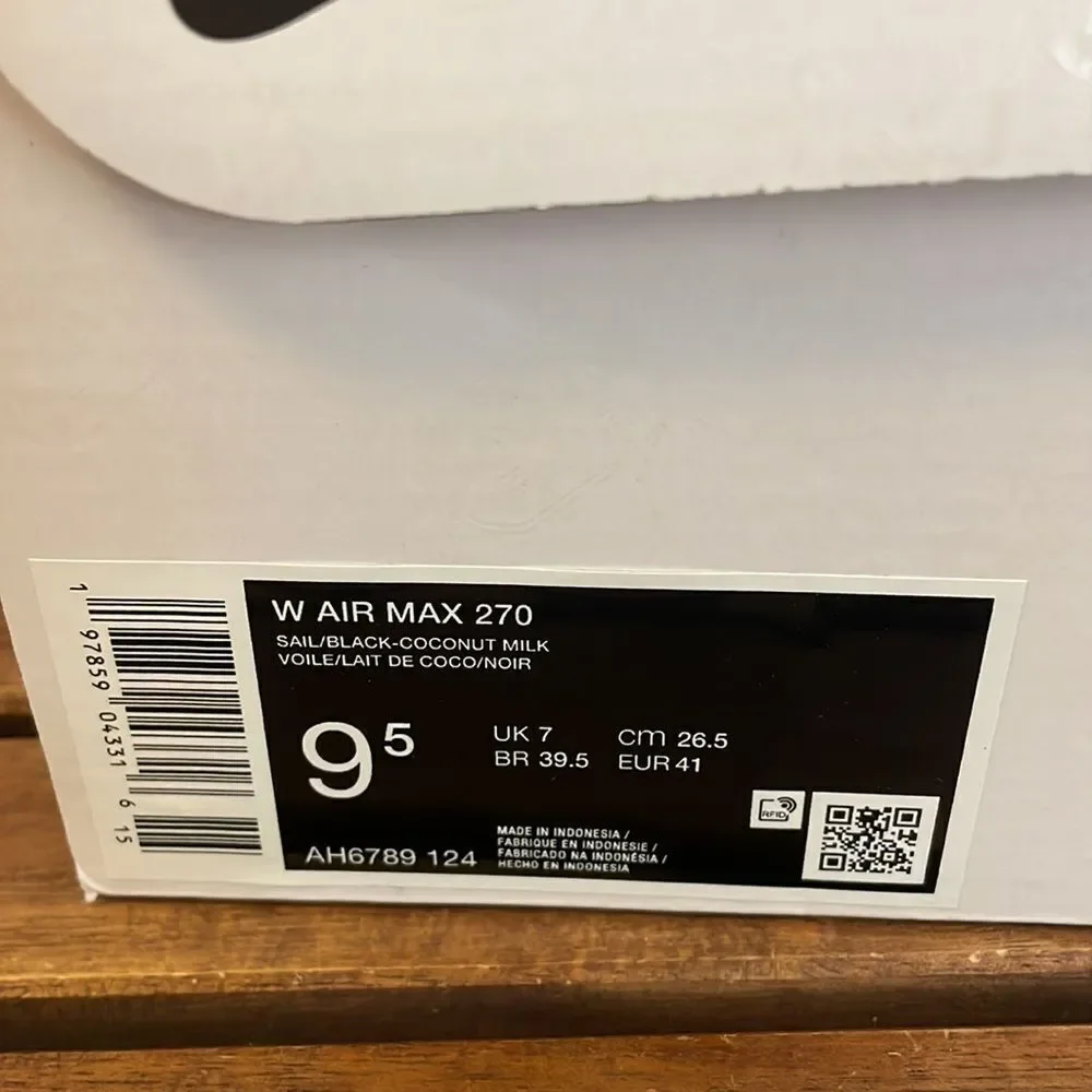 Nike Air Max 270 Sail/Coconut Milk USA Women Size 9.5/UK 7/EU 41(AH6789-124)